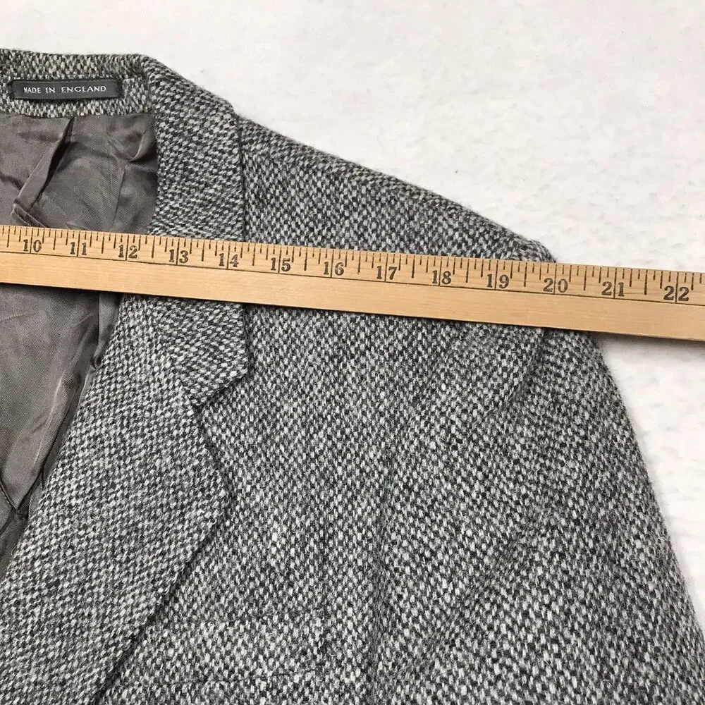ALEXANDRE London Harris Tweed Sport Coat Men 44 Gray Vintage Hand Woven